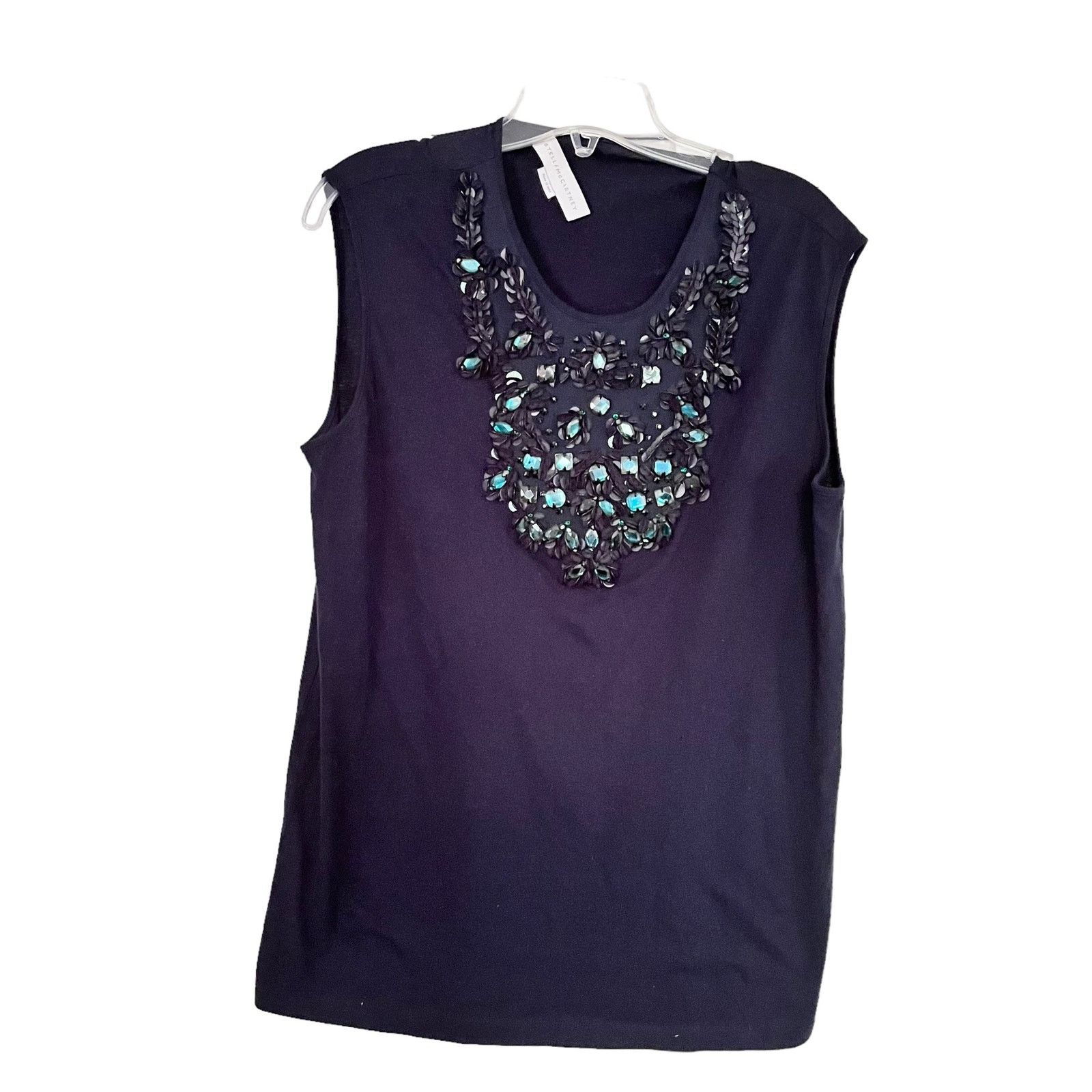 Stella McCartney STELLA MCCARTNEY Navy Embellished Jeweled Sleeveless Tunic Size M / US 6-8 / IT 42-44 - 3 Thumbnail