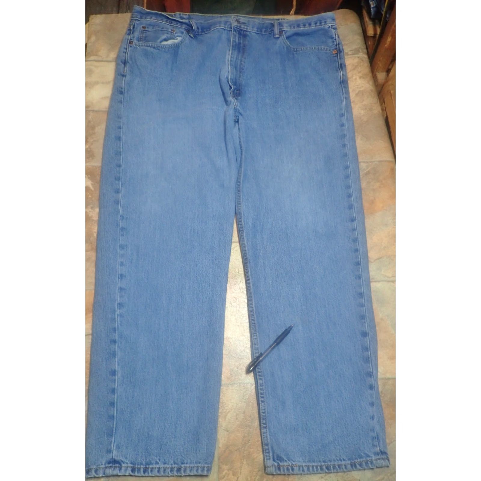 Levi's VINTAGE Levi's Men's 550 Relaxed Straight Jeans Big & Tall Waist 44 Inseam 30 Dark Blue Whisker Fade 90s Size US 44 / EU 60 - 3 Thumbnail