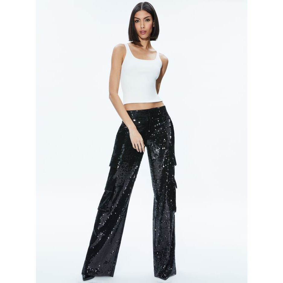 Alice + Olivia Alice + Olivia Hayes Sequin Cargo Pants black size 2 Size 26" / US 2 / IT 38 - 14 Thumbnail