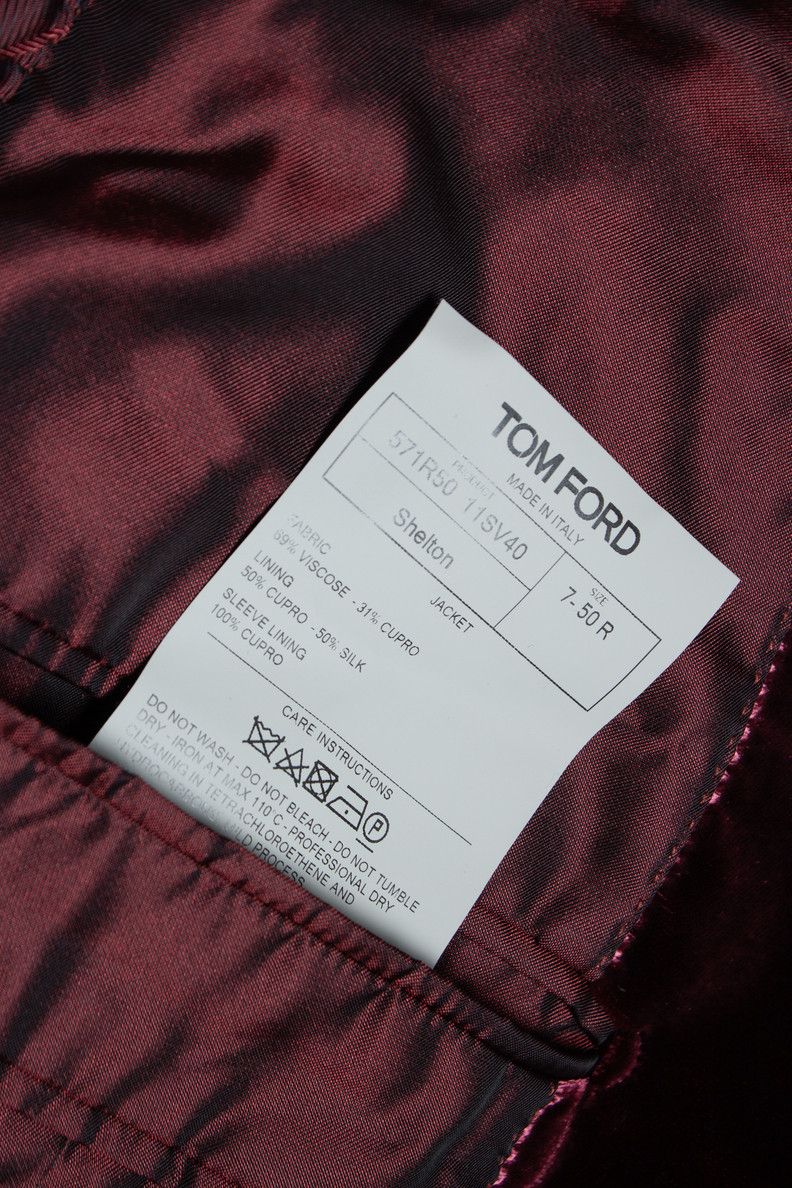 Tom Ford Tom Ford, Velvet shelton blazer in burgundy Size 50R - 10 Thumbnail