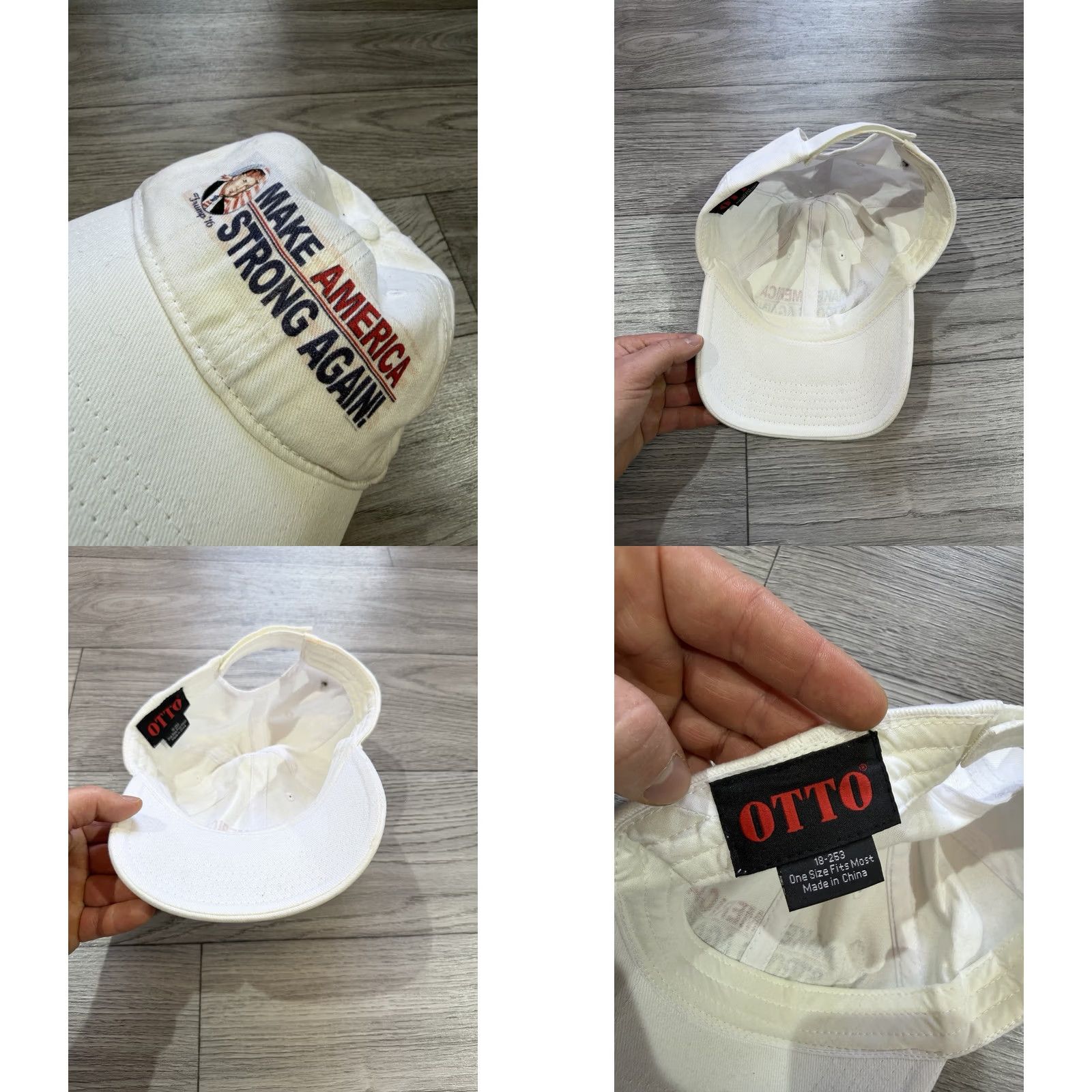 Vintage VINTAGE Make America Great Again ‘16 Donald Trump White Cap Hat OTTO Baseball Cap Men One Size White Cap Hat Mens Size ONE SIZE - 9 Thumbnail