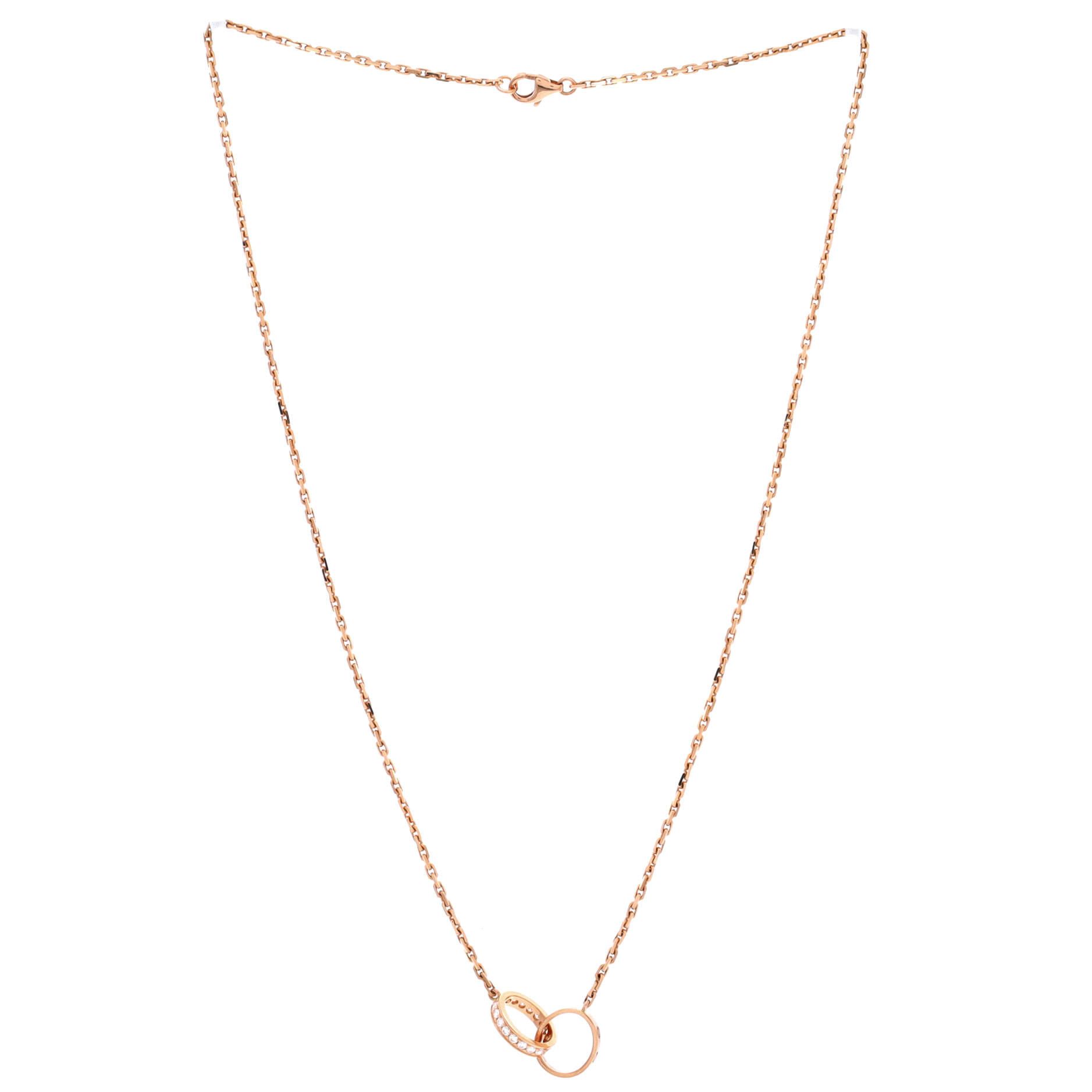 Cartier Love Interlocking Necklace 18K Rose Gold with Diamonds Size ONE SIZE - 1 Thumbnail
