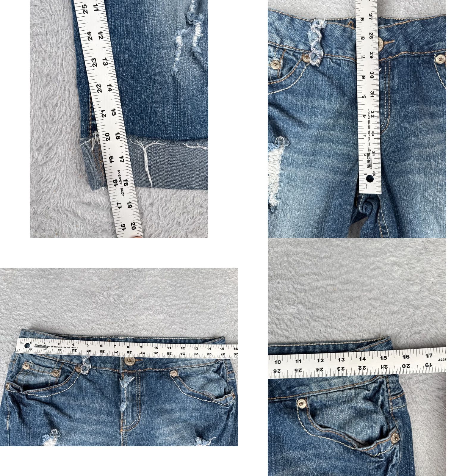 Denime Amethyst Jeans Juniors 11 Blue Denim Capri Crop Distressed Rolled Hem 30x18 Jeans Women's Shirts? Size 32" / US 10 / IT 46 - 8 Thumbnail