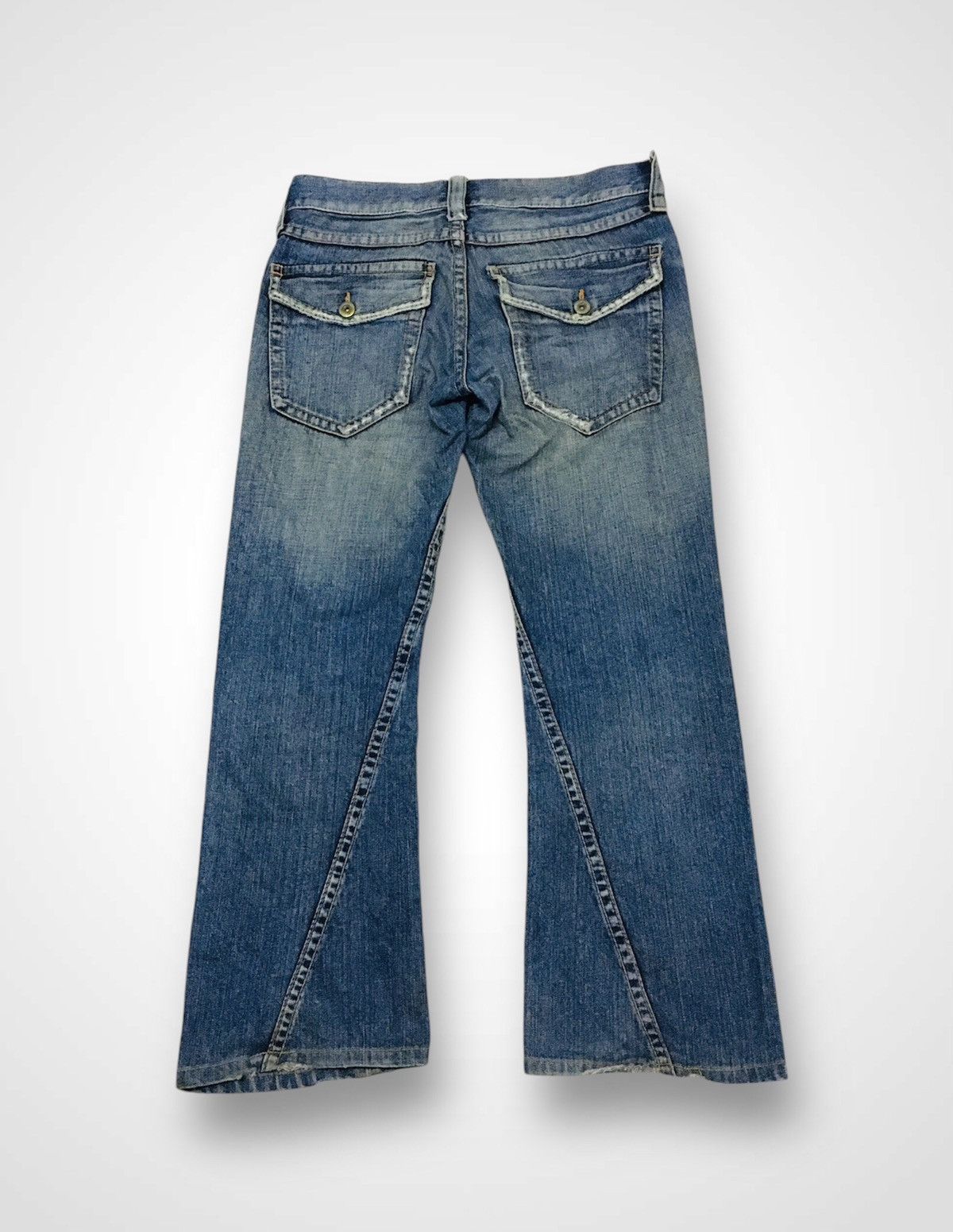 Japanese Brand Unbranded Distressed Flare Jeans (Y01) Size US 33 - 2 Thumbnail
