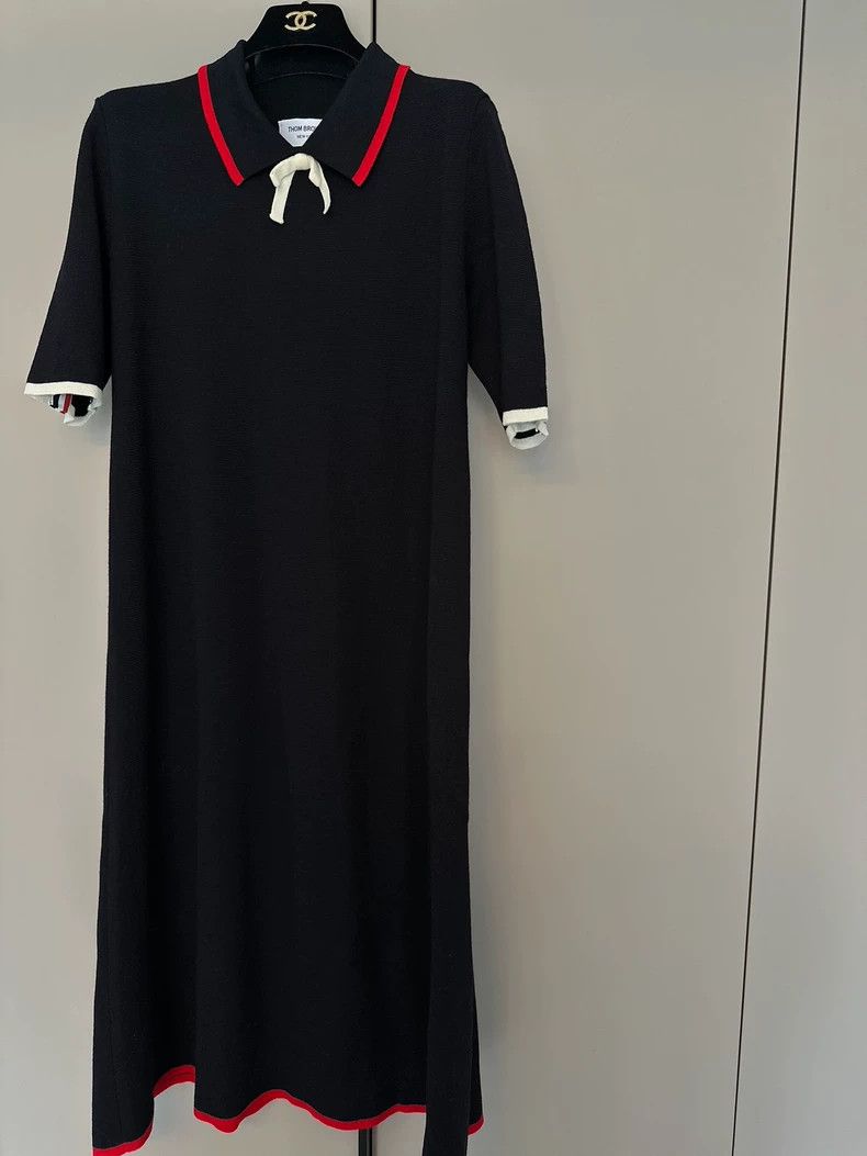 Thom Browne Wool Dress with Red Trim - dmc