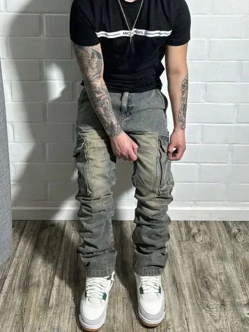 Jean Kinuka x Ayako Washed Distressed Cargo Loose Fit Pants Size US 32 / EU 48 - 2 Thumbnail