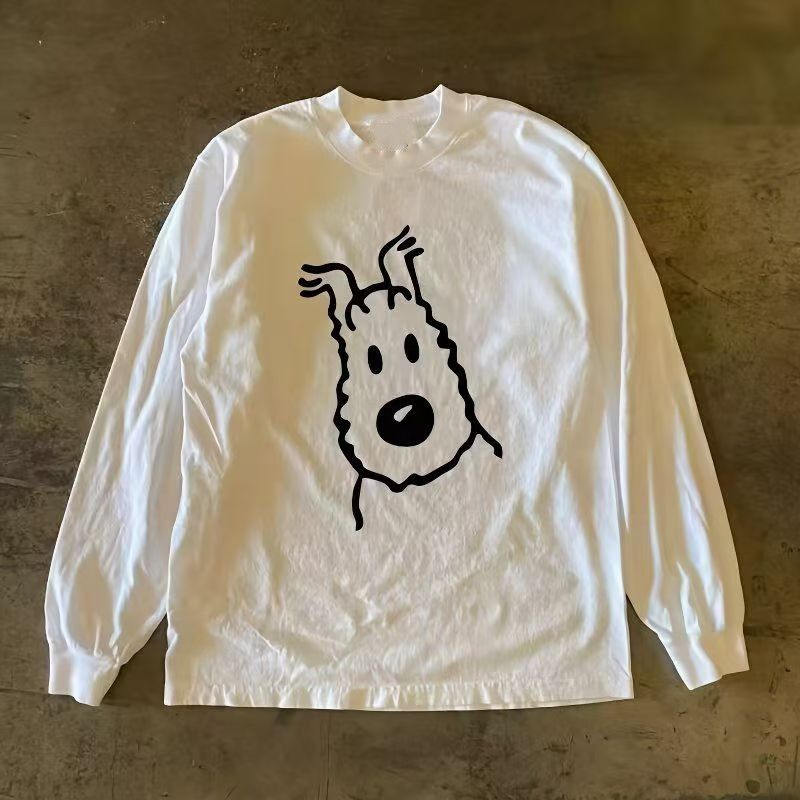 Japanese Brand White retro cartoon puppy print long-sleeved t-shirt Size US M / EU 48-50 / 2 - 1 Thumbnail
