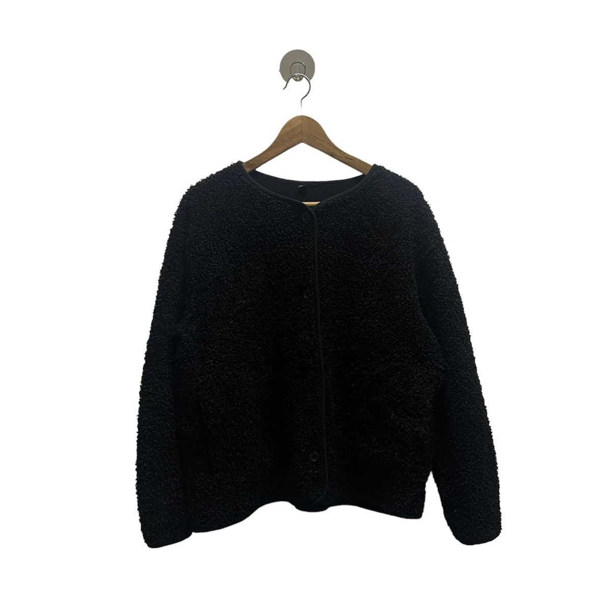 image of Uniqlo Light Pile Lined Fleece Cardigan in Black, Women's (Size XL)