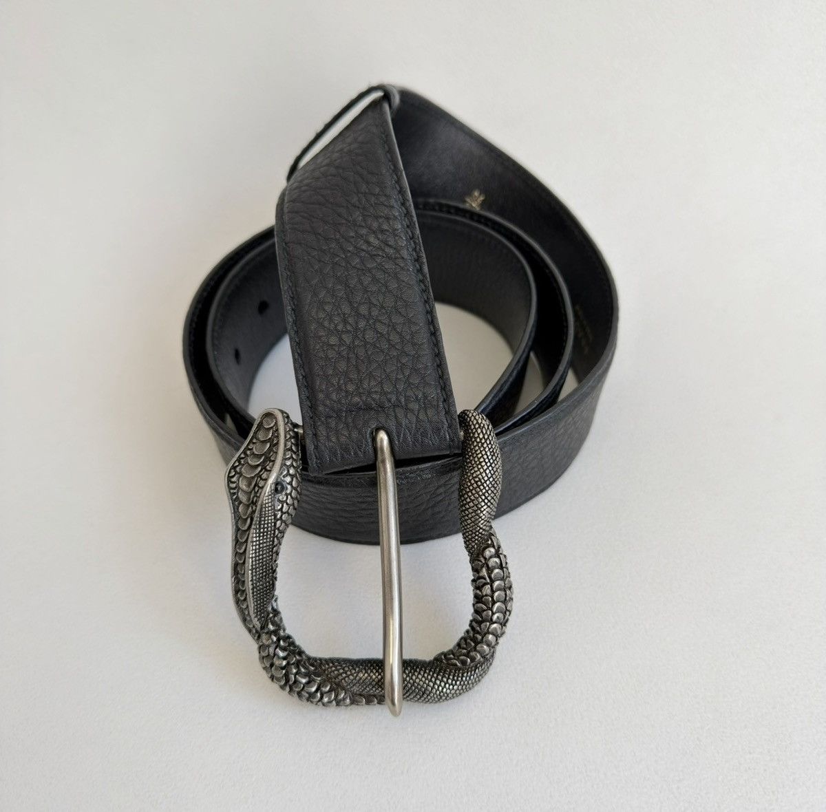 Prada Black Leather Metal ‘Serpent Buckle’ Belt Size ONE SIZE - 1 Thumbnail