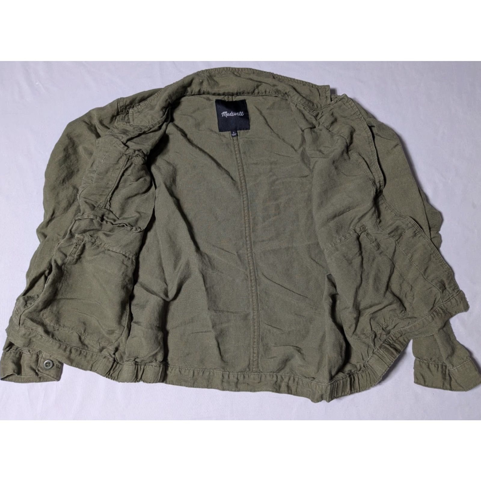 Madewell MADEWELL LEAGUE LINEN Blend Women Small Green Lightweight Cargo Jacket FO890 Size S / US 4 / IT 40 - 3 Thumbnail