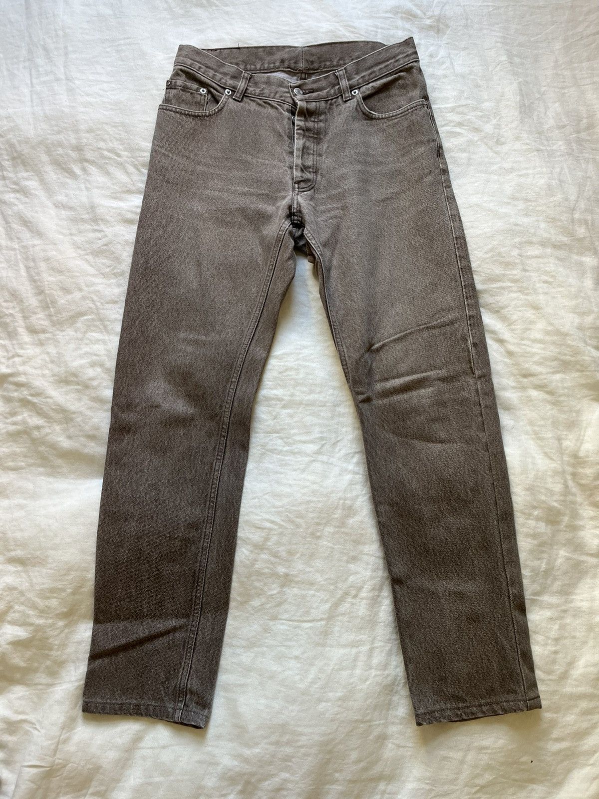 image of Helmut Lang Brown Raw Denim Jeans, Men's (Size 32)