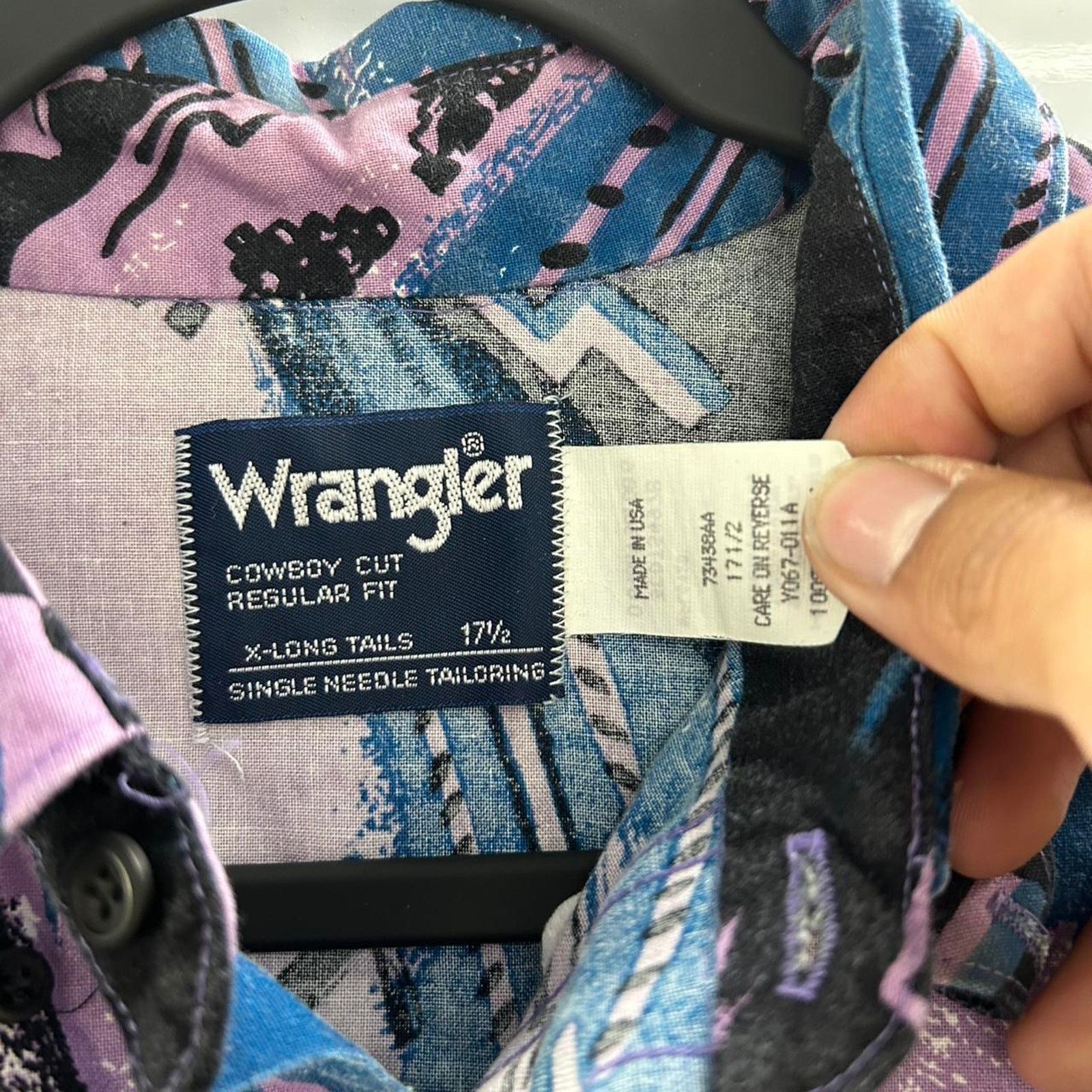 Wrangler VTG Wrangler cowboy cut shirt in purple and blue Size US XL / EU 56 / 4 - 2 Thumbnail