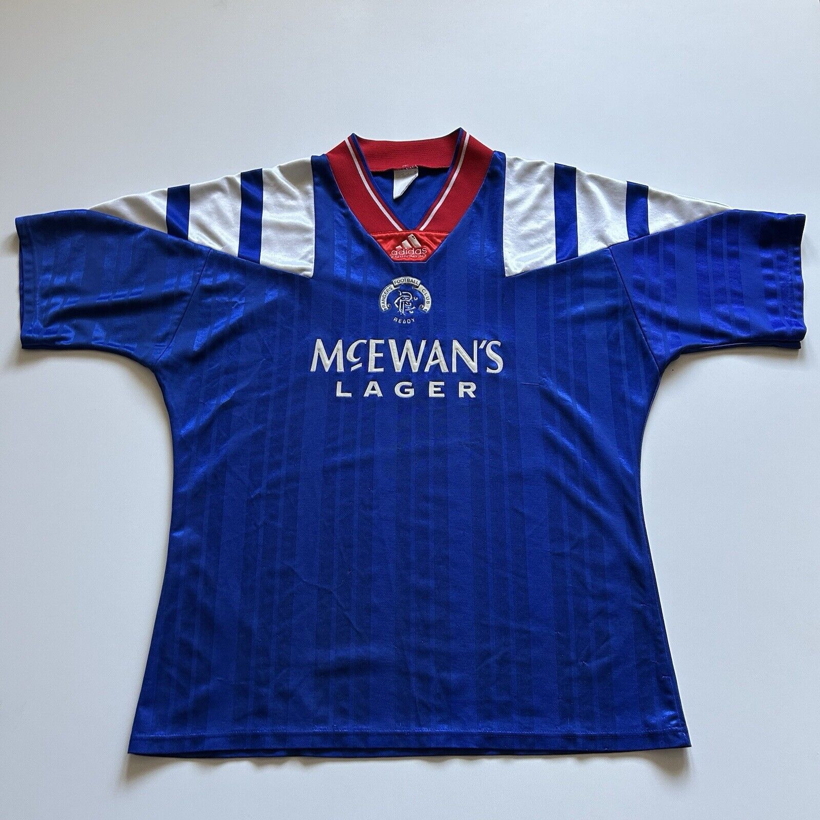 Adidas × Rare × Vintage Vintage Adidas Rangers FC 92-94 Home Kit Soccer ...