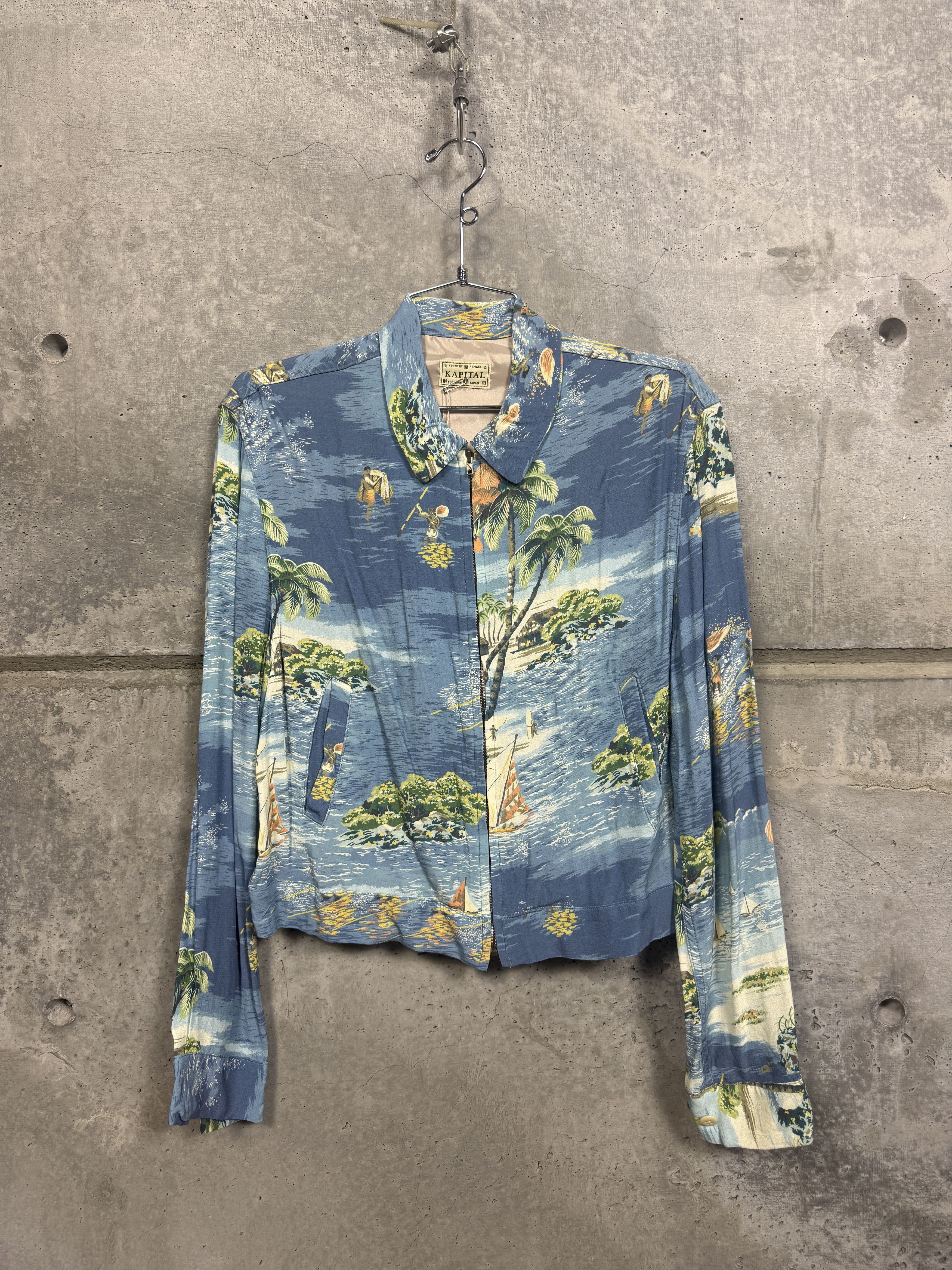 Kapital Kountry KAPITAL KOUNTRY KAMEHAMEHA RAYON DRIZZLER JACKET - BLUE Size S / US 4 / IT 40 - 2 Thumbnail
