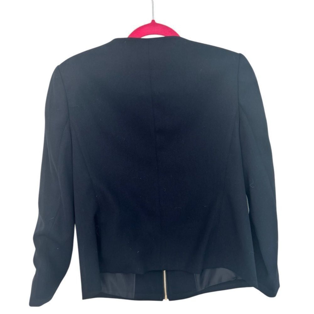 Elie Tahari Tahari Black Zip Front Blazer Jacket Gold Hardware Women’s S Size S / US 4 / IT 40 - 3 Thumbnail