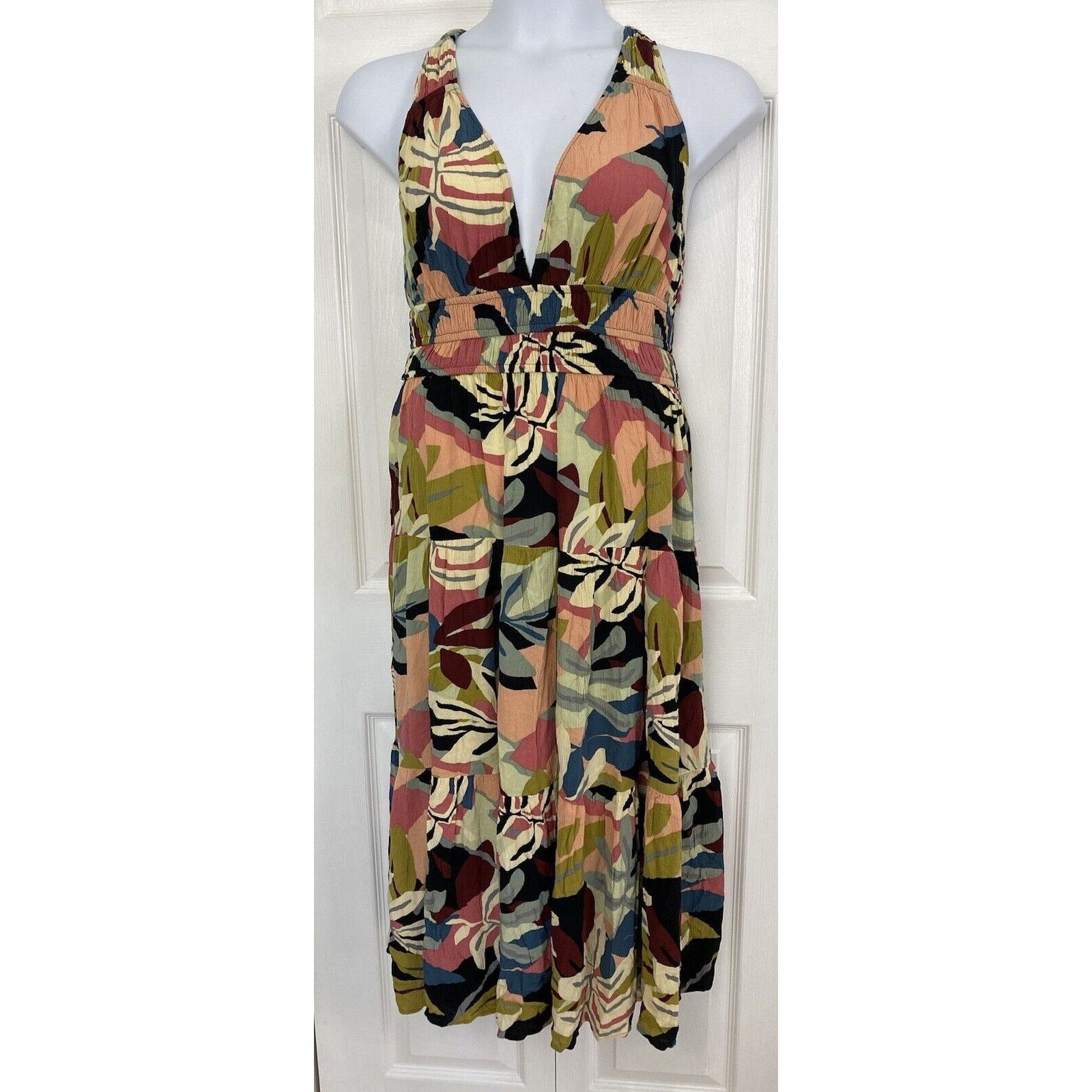 Loft Loft Beach Midi Sundress Tropical Halter Dress M Multicolor Size M / US 6-8 / IT 42-44 - 1 Thumbnail