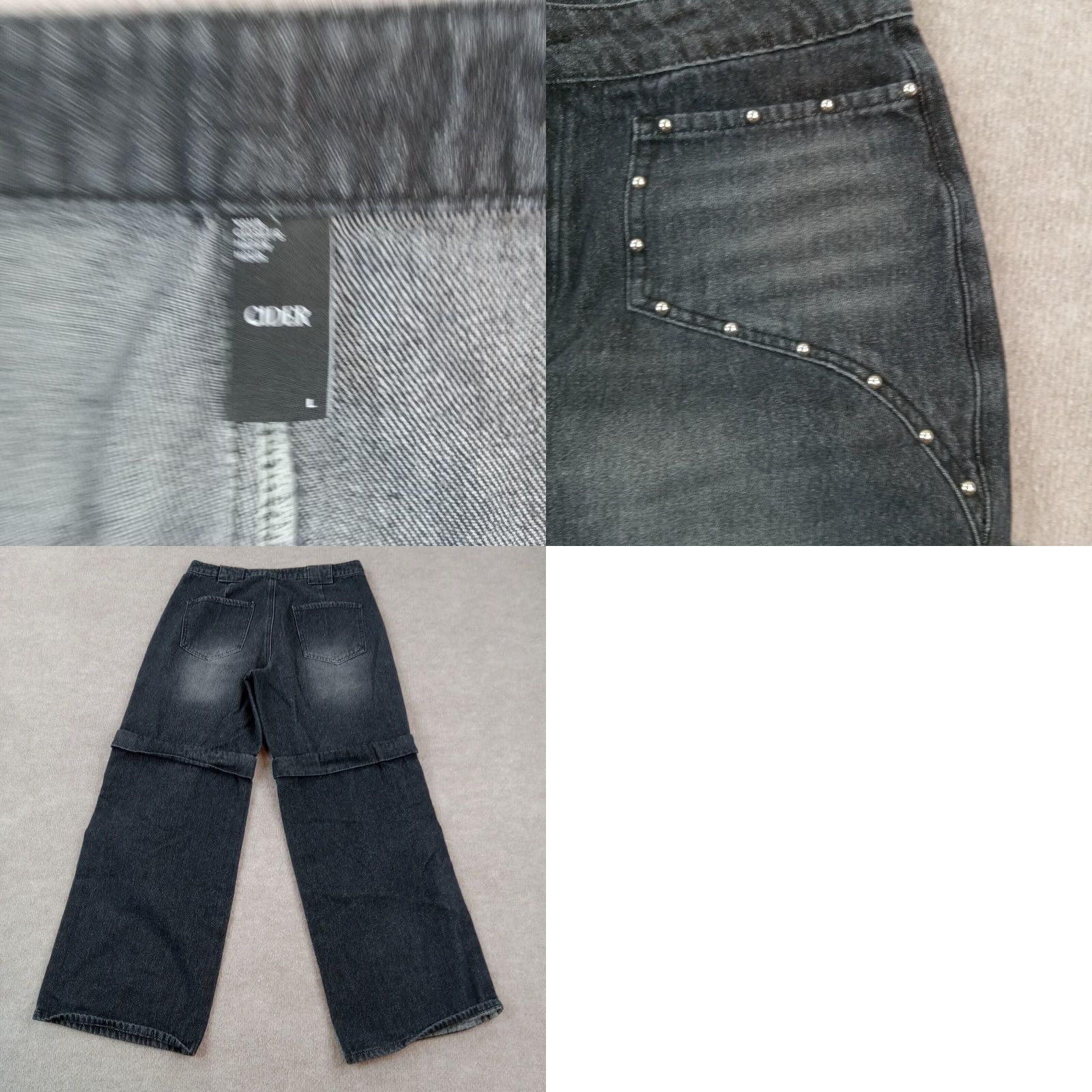 Cider Cider Black High Rise Straight Leg Studded Jeans Womens Large Size 36" / US 14 / IT 50 - 8 Thumbnail