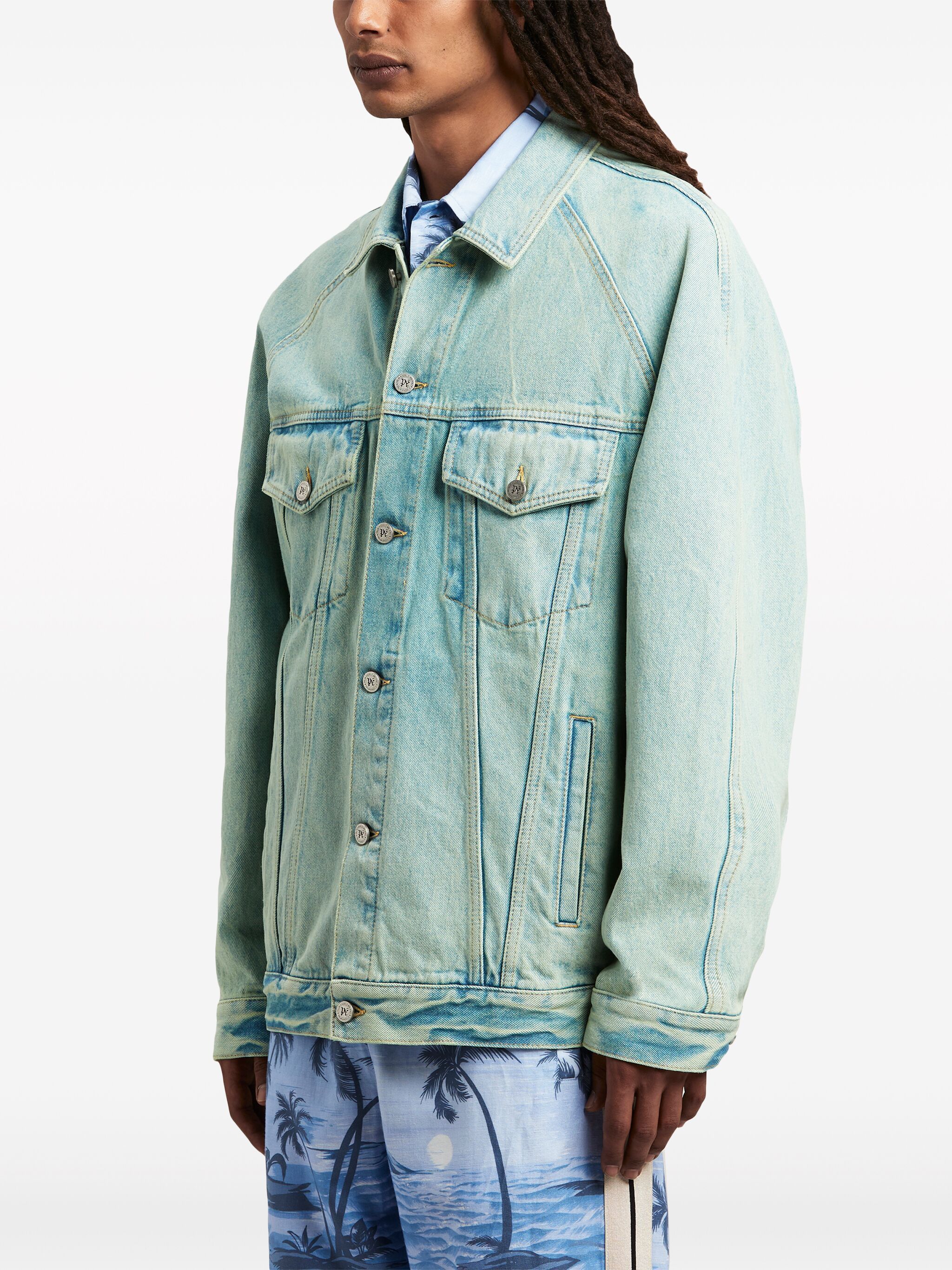 Palm Angels o1s22i1n1224 Denim Jacket in Light Blue Size US S / EU 44-46 / 1 - 3 Thumbnail