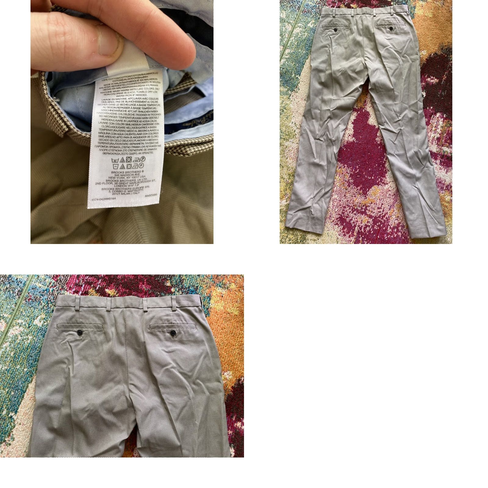 Brooks Brothers Brooks Brothers Pants Mens 35x32 Houndstooth Beige Cotton Dress Pants City Office Career Smart Casual Pockets Zip Regular Inseam 32 Mens Size US 35 - 8 Thumbnail