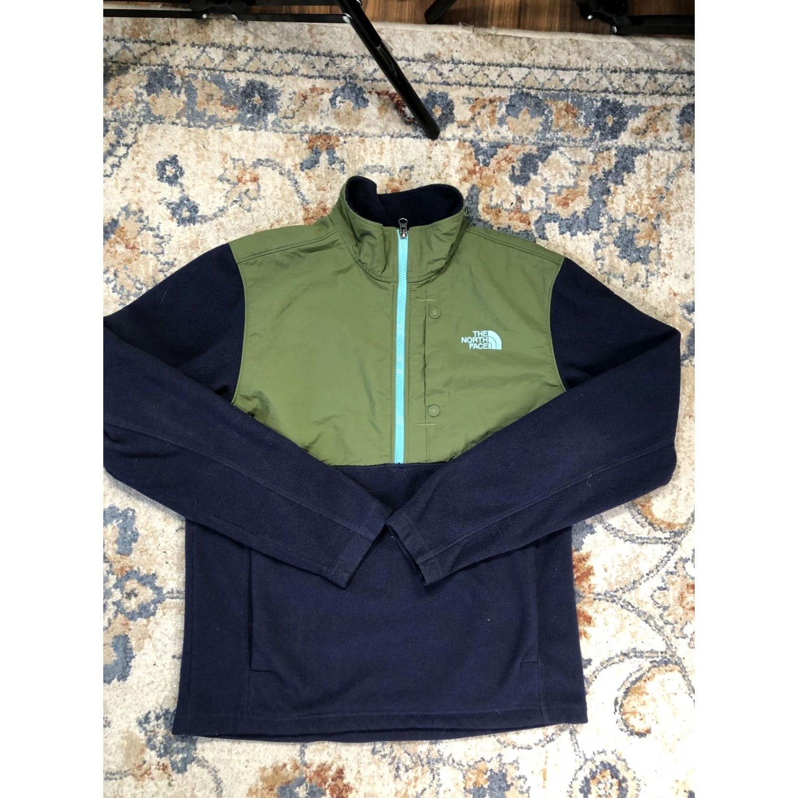 The North Face The North Face Fleece Jacket Mens M Colorblock 1/2 Zip Hiking Blue Green Size US M / EU 48-50 / 2 - 2 Thumbnail