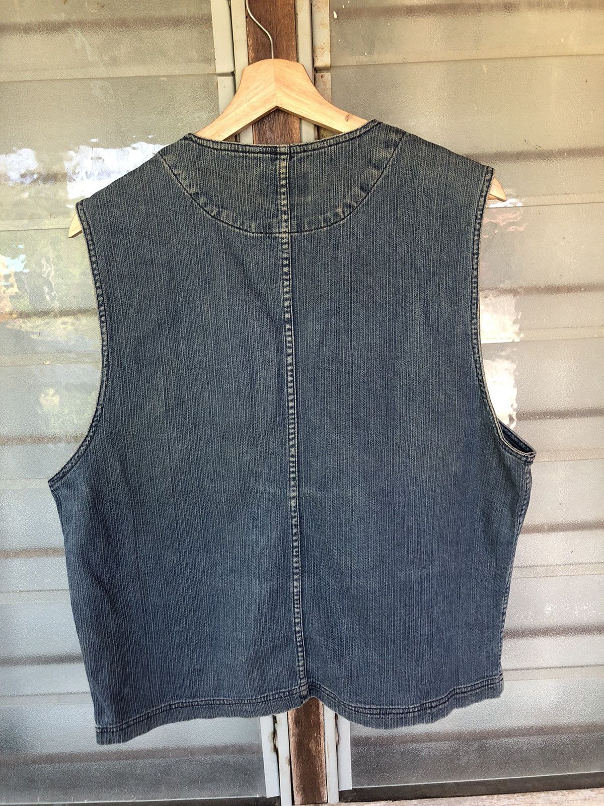 If Six Was Nine × Japanese Brand × Vintage Vintage Crocodile Denim Blue Distressed Vest Jacket Size US L / EU 52-54 / 3 - 5 Thumbnail