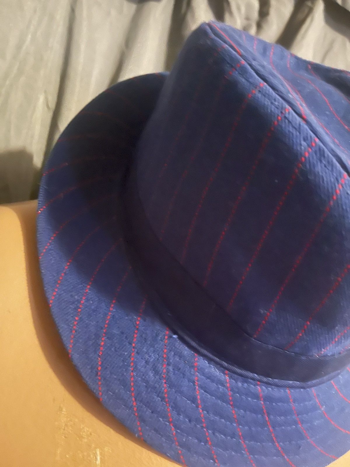 Cooperstown Collection orig vintage Cubs Bucket Hat Pinstripe 90sMLB Blue Red S Size ONE SIZE - 2 Thumbnail