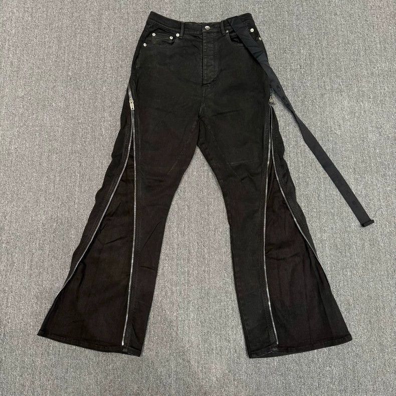 Rick Owens RICK OWENS Black Zip Flared Jeans Size 29-2507