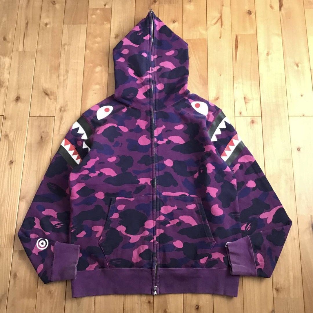 Bape BAPE Shoulder Shark Full Zip Hoodie Purple Camo APE Size US XL / EU 56 / 4 - 2 Thumbnail
