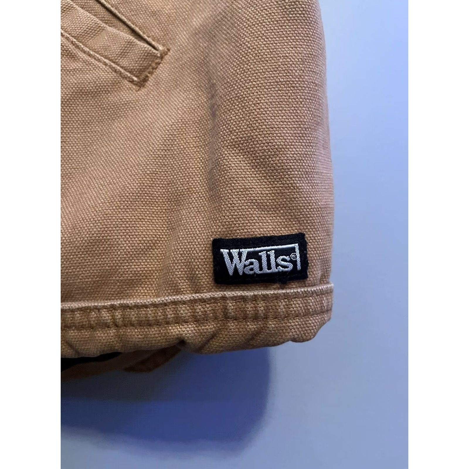 Walls VINTAGE Walls Vest Mens XL Tan Workwear Lining Duck Canvas Quilted Zip Hooded Mid-Length Zip Mens XL Tan Canvas Vest 90s Outdoor USA Workwear Size US XL / EU 56 / 4 - 5 Thumbnail