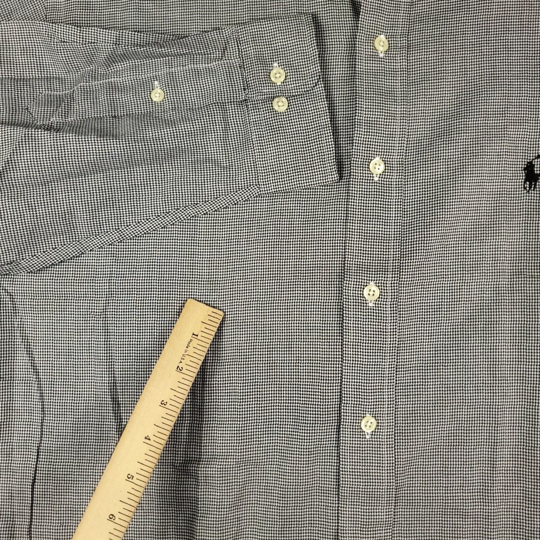 Ralph Lauren Ralph Lauren Shirt Mens Size 17 Gray Houndstooth Dress Button-Down Long Sleeve Cotton Classic Business Casual 17 Mens Size 46R - 3 Thumbnail