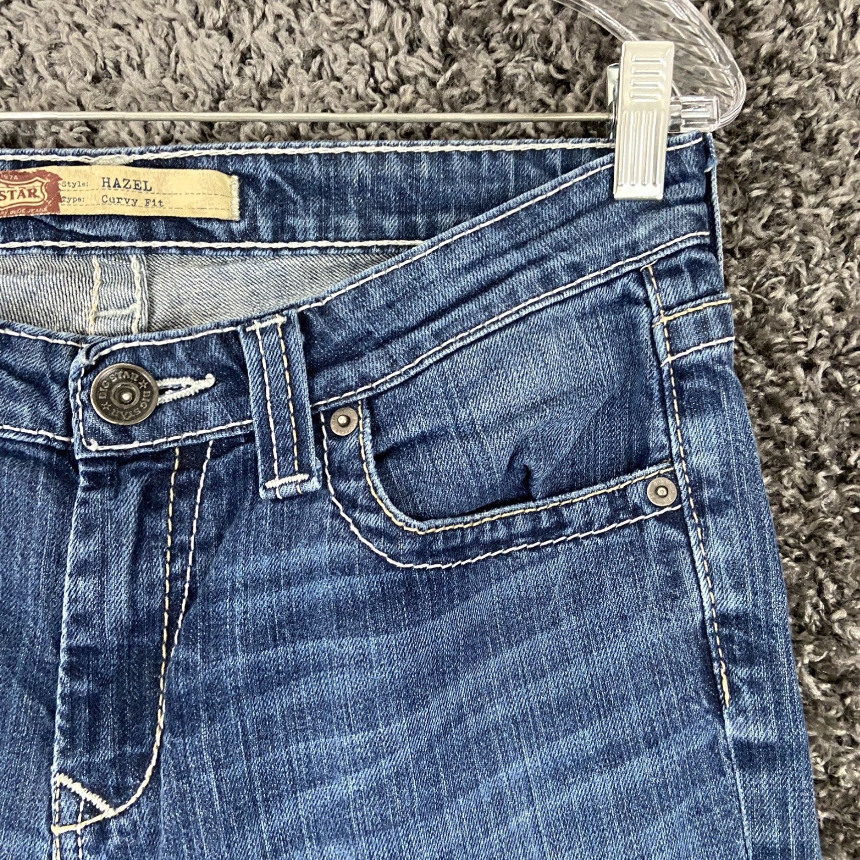 Vintage Big Star Hazel Curvy Fit Heavy Stitch Blue Jeans Women’s 29R Size 29" - 4 Thumbnail