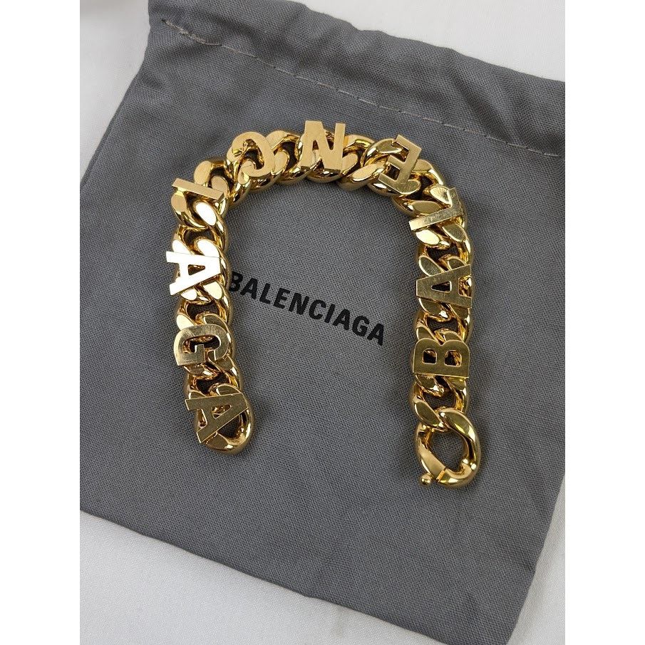 Balenciaga o1rshd1 Size: Small / Logo Bracelet in Gold Size ONE SIZE - 7 Thumbnail