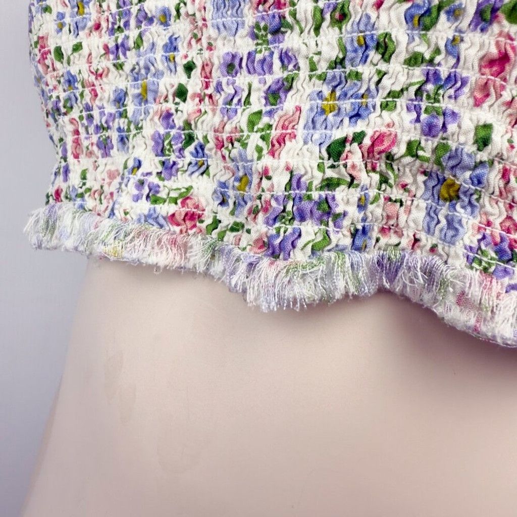 Anthropologie PATRONS OF PEACE Smocked Crop Top Summer Cottagecore sz M Size L / US 10 / IT 46 - 4 Thumbnail