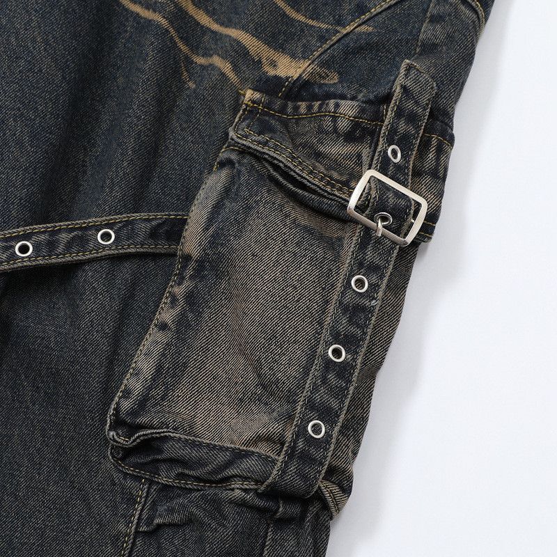 Japanese Brand × Jean American Style Pleated Multi-pocket Strap Jeans Size US 29 - 8 Thumbnail
