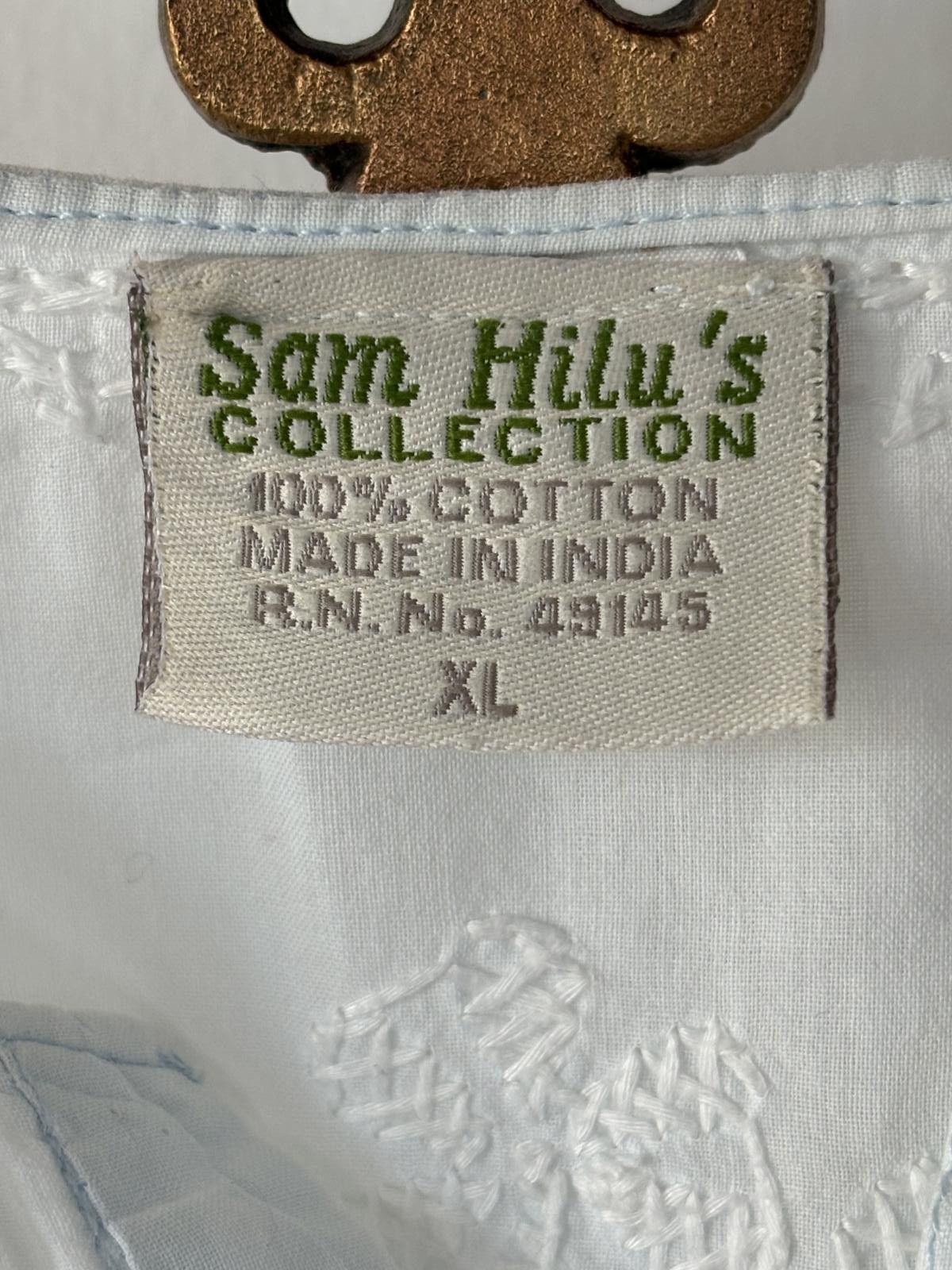 Designer Sam Hilu’s 100% Cotton White Embroidered Kurta Women Size XL Size XL / US 12-14 / IT 48-50 - 3 Thumbnail