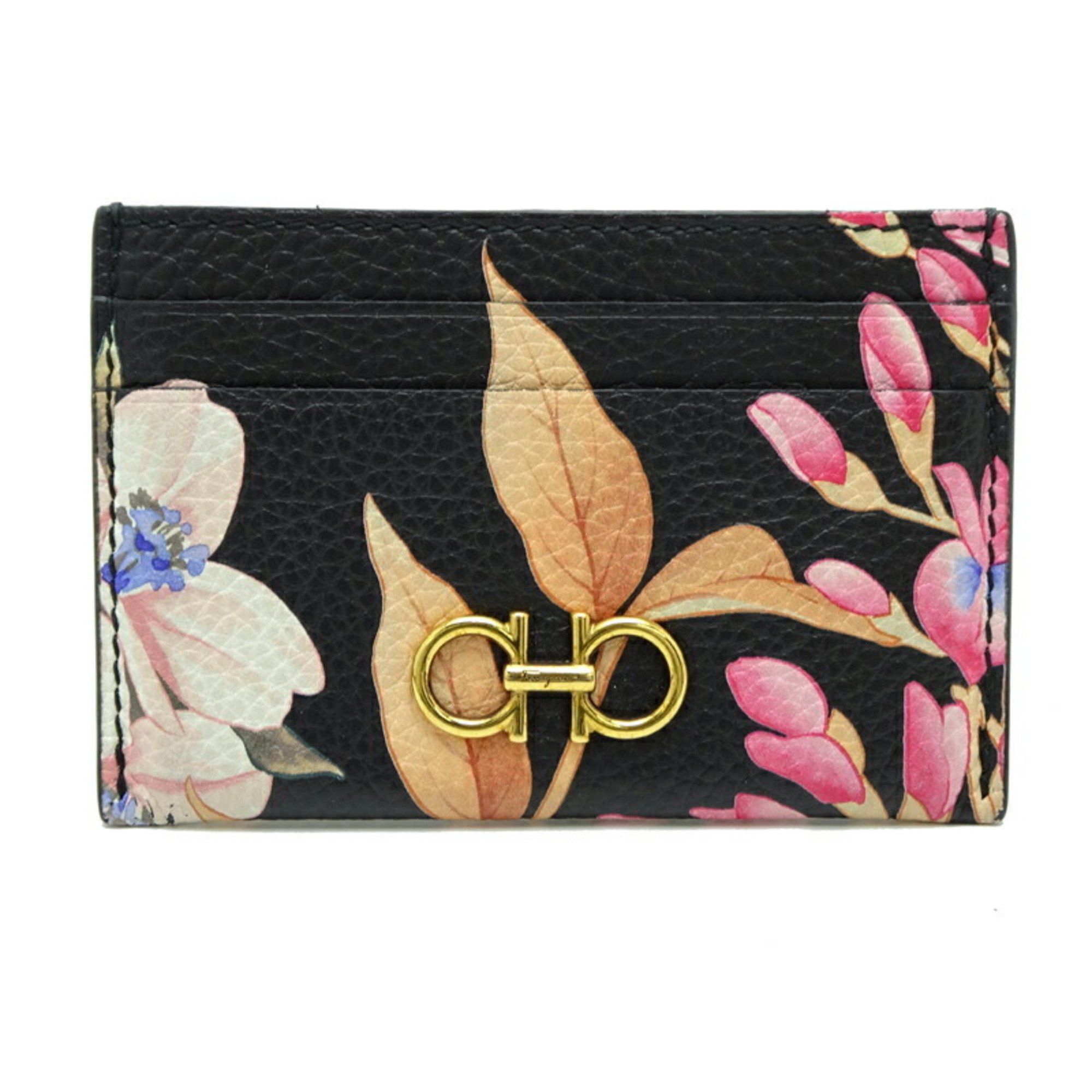 Salvatore Ferragamo Salvatore Ferragamo W Gancini Women's and Men's Leather Card Case in Black Size ONE SIZE - 1 Thumbnail