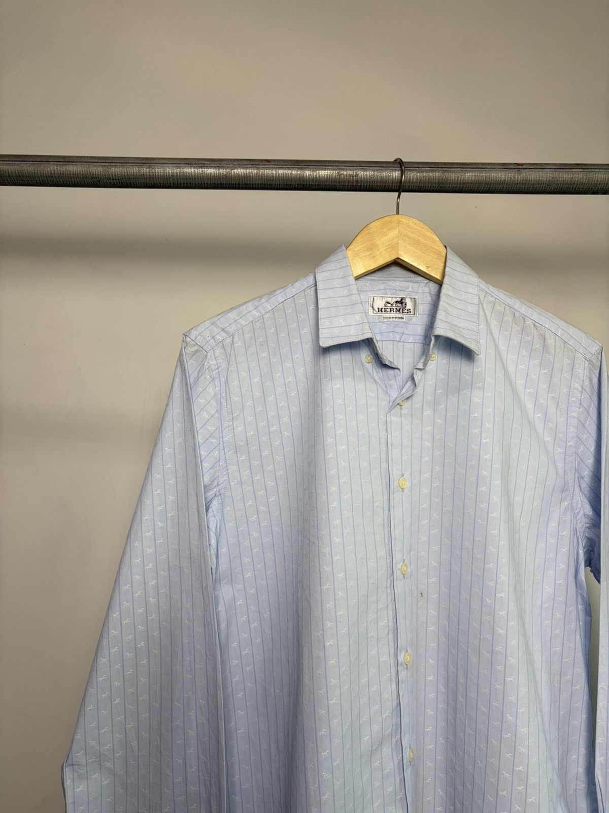 Hermes Hermes by Margiela Striped Horse Monogram Textured Shirt Size US M / EU 48-50 / 2 - 3 Thumbnail