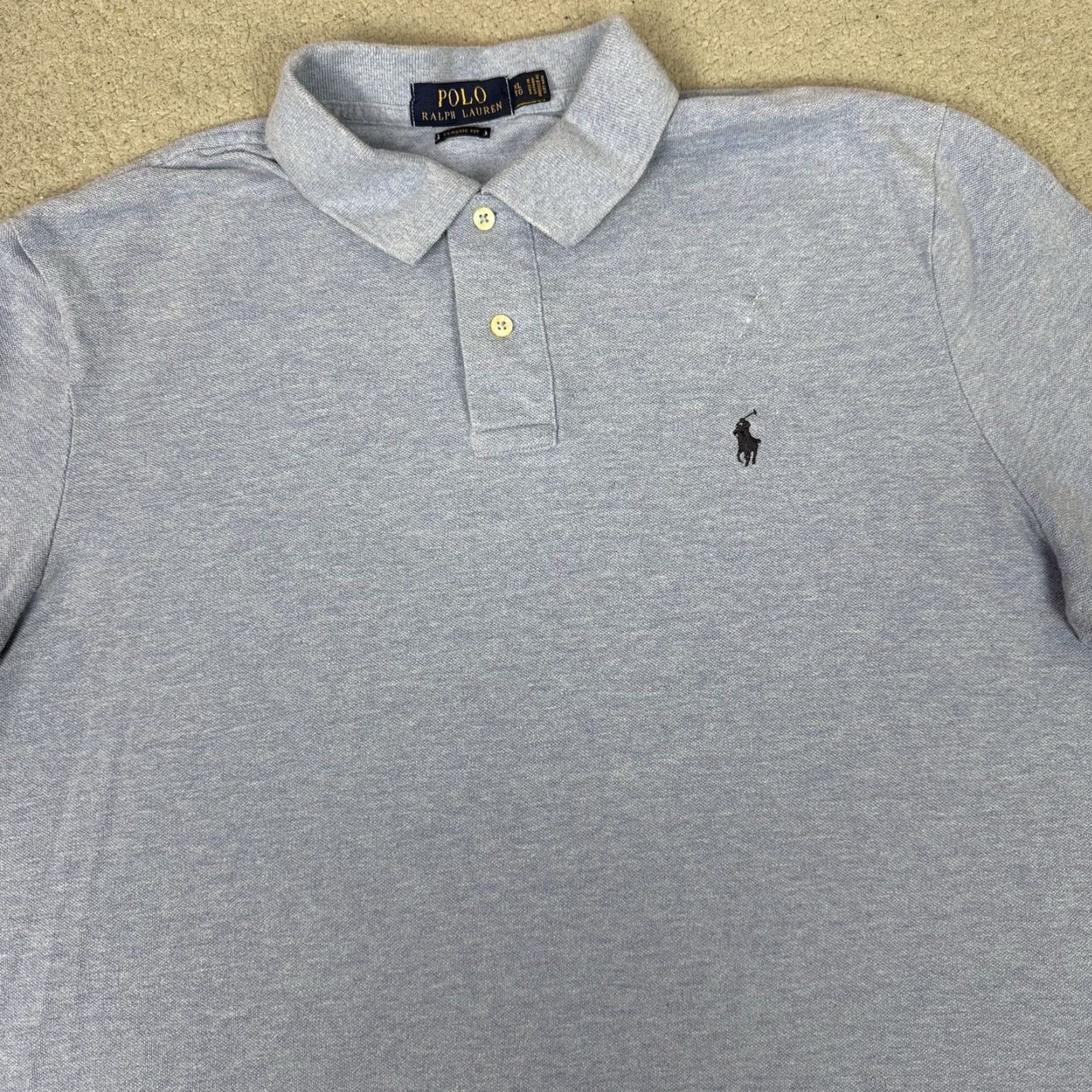 Polo Ralph Lauren VINTAGE Polo Ralph Lauren Polo Shirt XL Blue Logo Classic Mens Regular Short Sleeve Collared 100% Cotton Size US XL / EU 56 / 4 - 2 Thumbnail