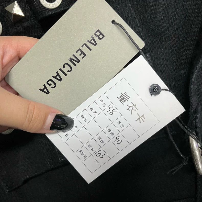 Balenciaga Balenciaga size 38 Black metallic-embellished half-length Size 24" / US 00 / IT 34 - 4 Thumbnail