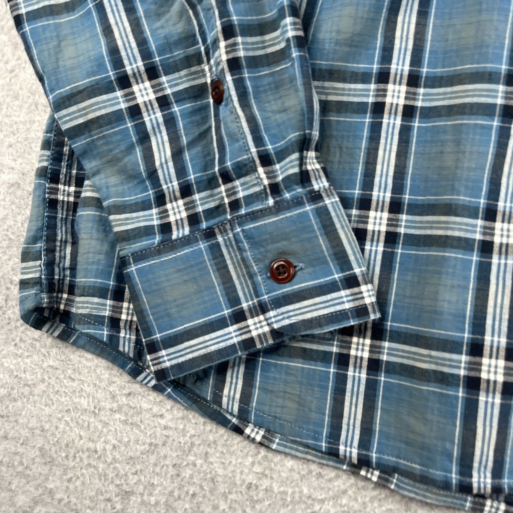 Lucky Brand Lucky Brand Shirt Button-Up Long Sleeve Mens XL Blue Plaid Pockets Untucked Fit Size US XL / EU 56 / 4 - 2 Thumbnail