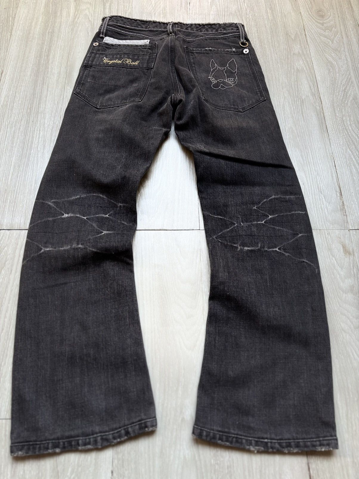 Japanese Brand Crystal ball distressed phyton flare jeans Size US 28 / EU 44 - 6 Thumbnail
