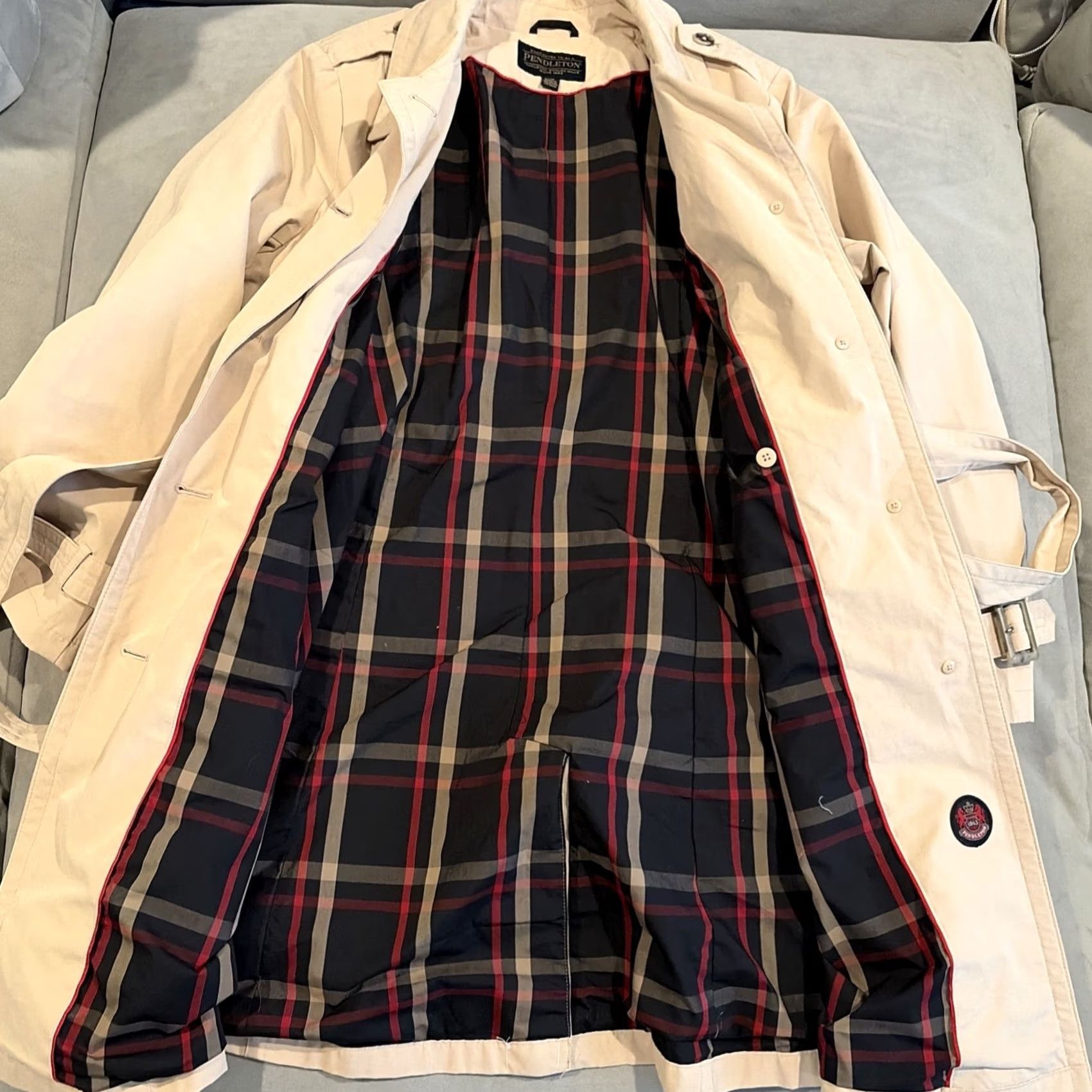 Pendleton Pendleton Trench Coat Beige Plaid Lined Belted Rain Jacket Large Womens Size L / US 10 / IT 46 - 4 Thumbnail