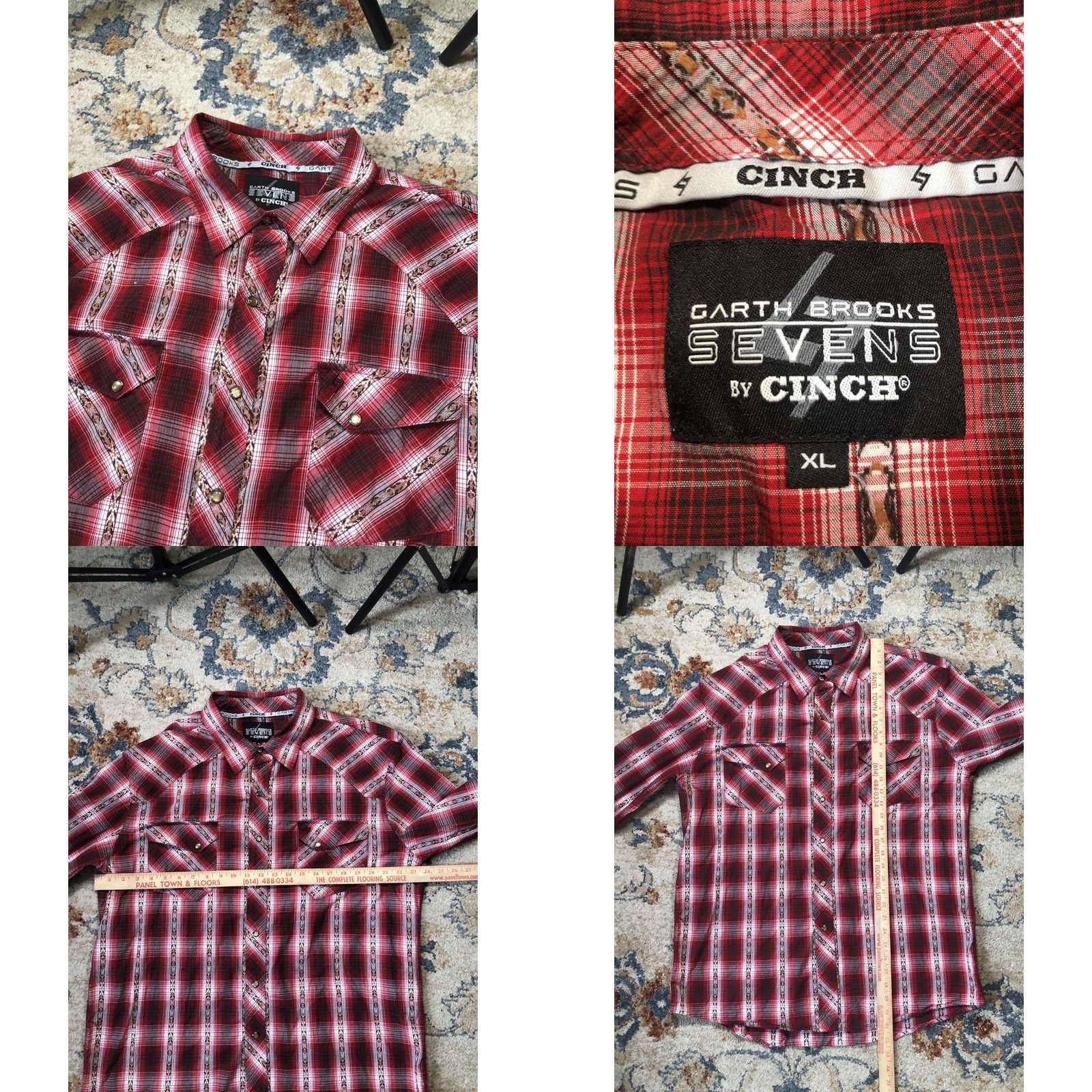 Brooks VINTAGE Garth Brooks Sevens Cinch Shirt Mens XL Plaid Western Pearl Snap Red Size US XL / EU 56 / 4 - 8 Thumbnail