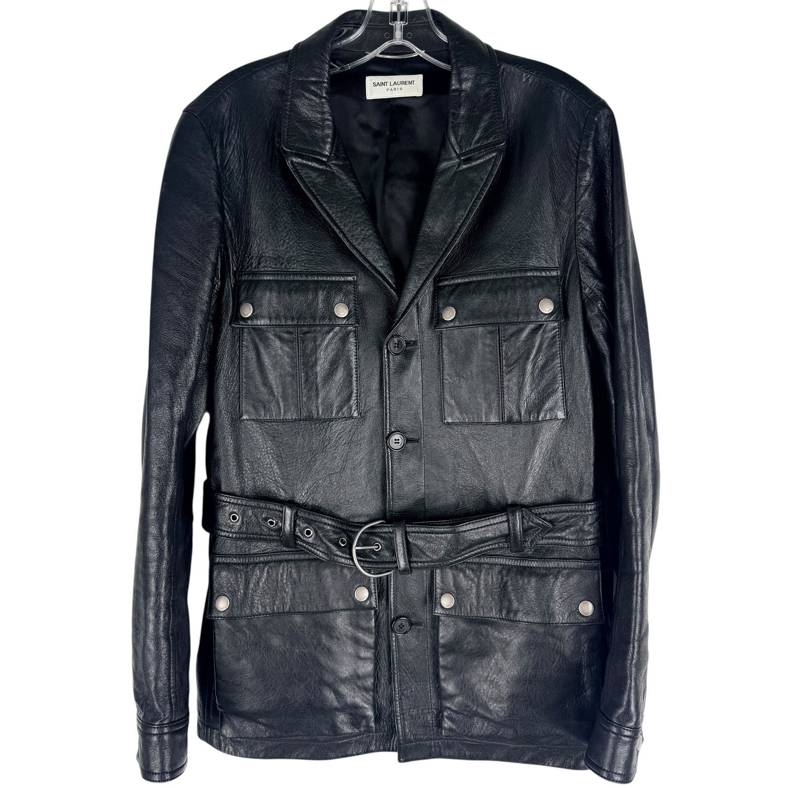 Saint Laurent Paris Saint Laurent Saharienne Lambskin Leather Belted Jacket Size US M / EU 48-50 / 2 - 2 Thumbnail