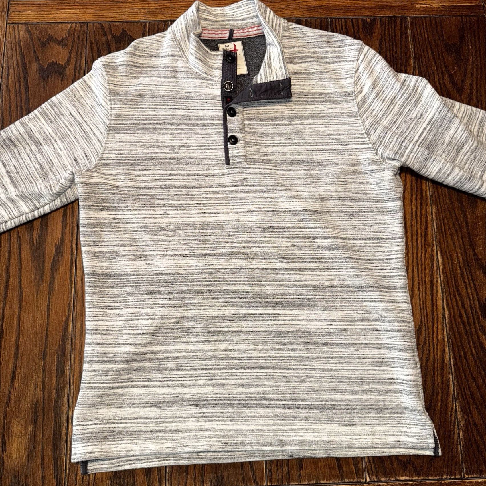 Relwen Relwen Sweater Men’s Gray Mock Neck Terry 1/4 Button French Loop Size Medium Size US L / EU 52-54 / 3 - 2 Thumbnail