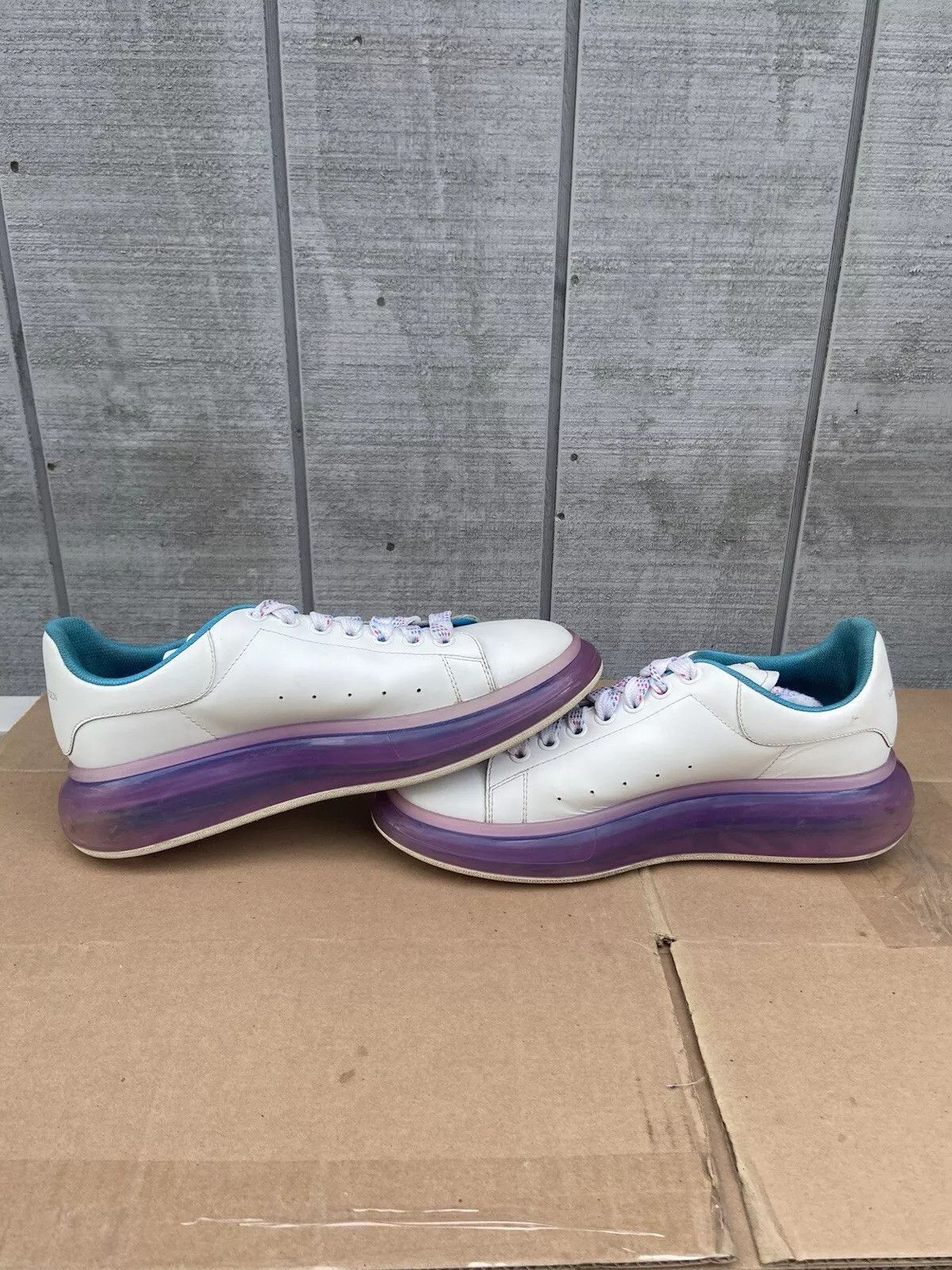 Alexander McQueen Alexander McQueen Transparent Sole White Purple Blue Size 9 Size US 9 / IT 39 - 1 Thumbnail