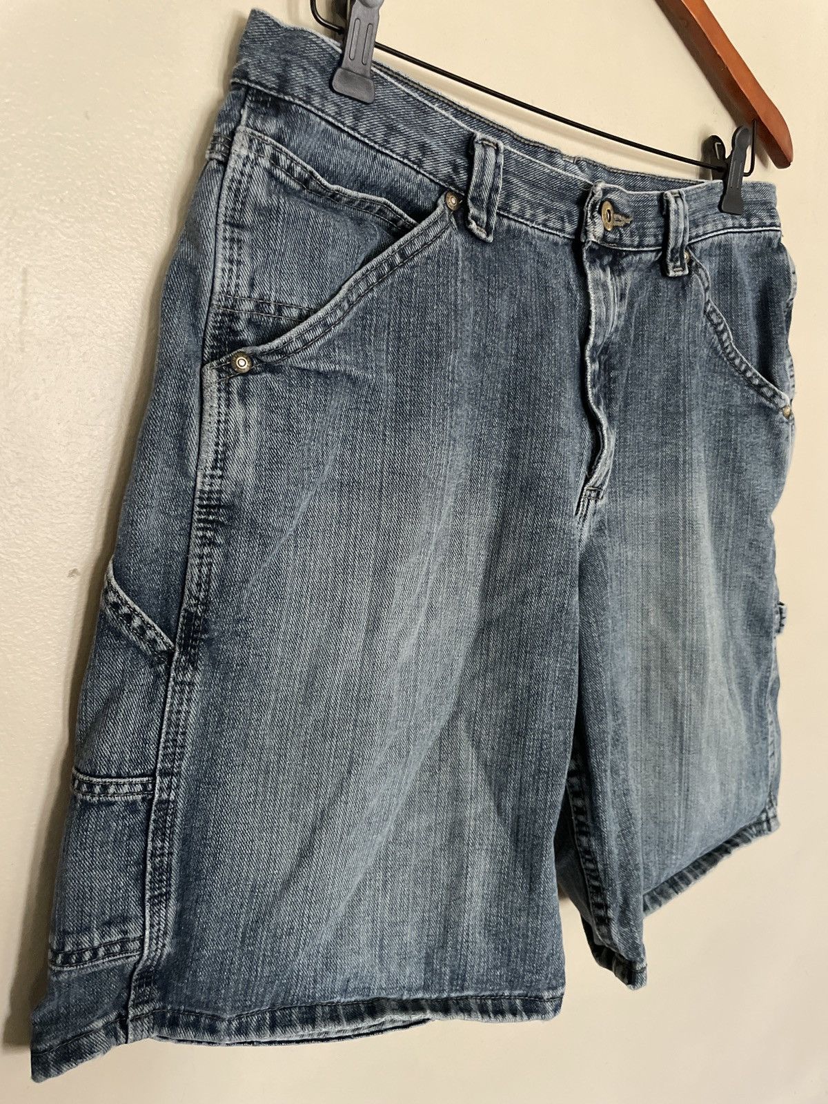 Lee × Vintage Lee Dungarees Blue Jean Denim Carpenter Shorts Jorts 33” 🔥👀 Size US 33 - 3 Thumbnail