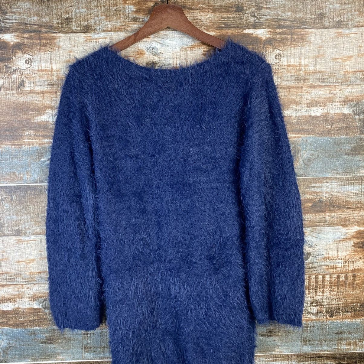 Japanese Brand DL Spiral Girl Dark Blue Fur shaggy Knitwear #C1094 Size S / US 4 / IT 40 - 13 Thumbnail