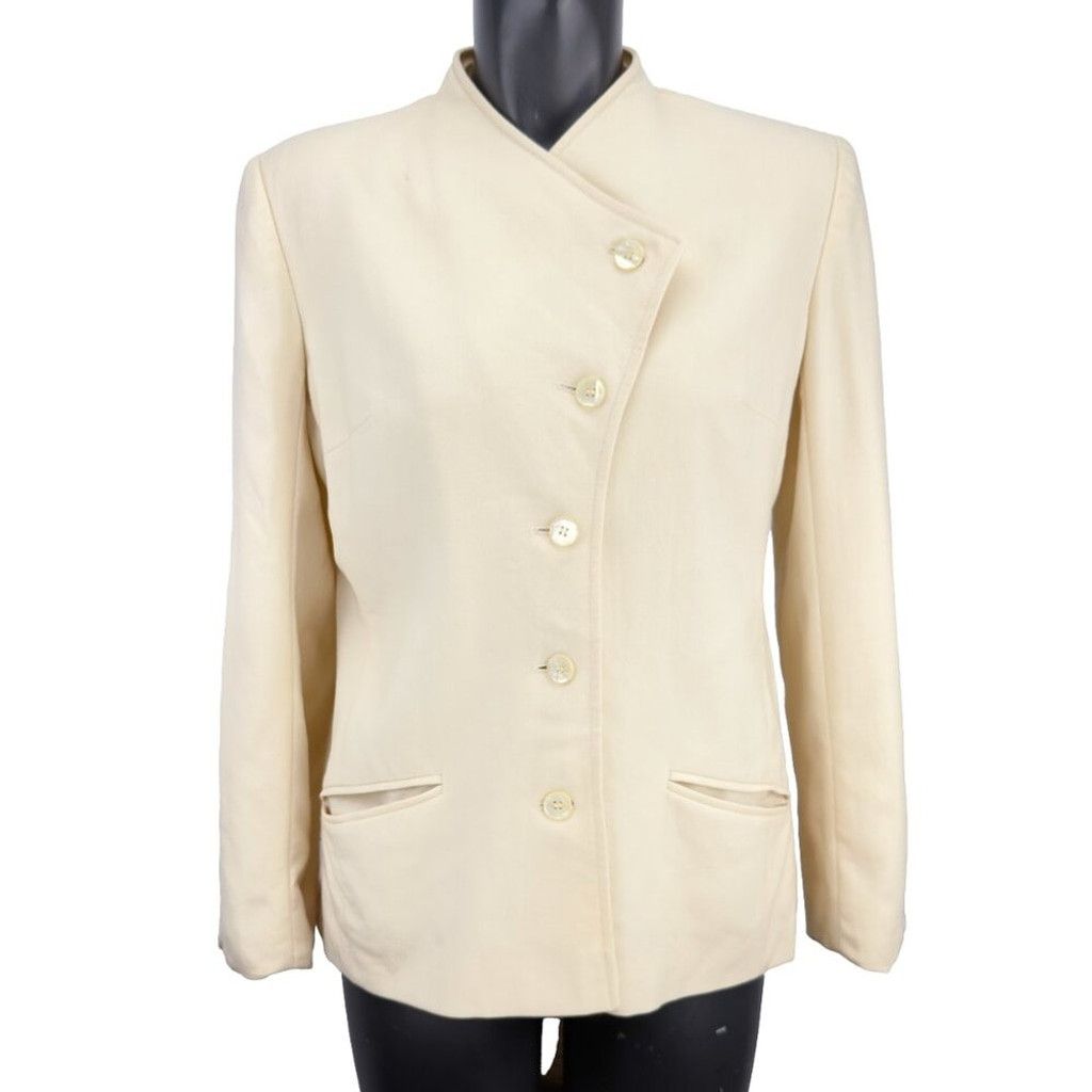 Vintage JOCARDI Butter Yellow Academia Assymetrical collar Blazer S Size S / US 4 / IT 40 - 1 Thumbnail