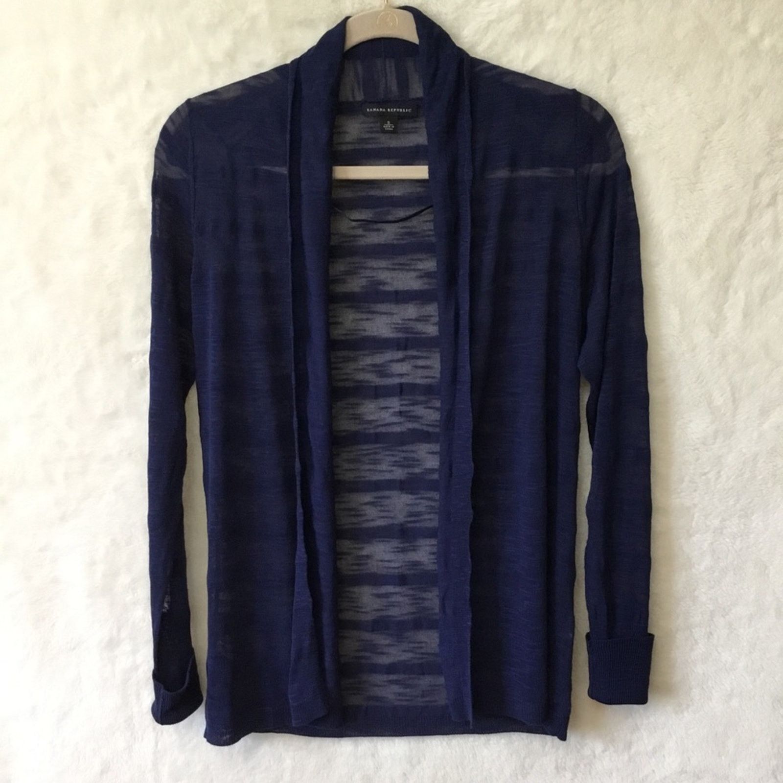 Banana Republic Banana Republic Blue Pattern Open Cardigan Size S / US 4 / IT 40 - 1 Thumbnail